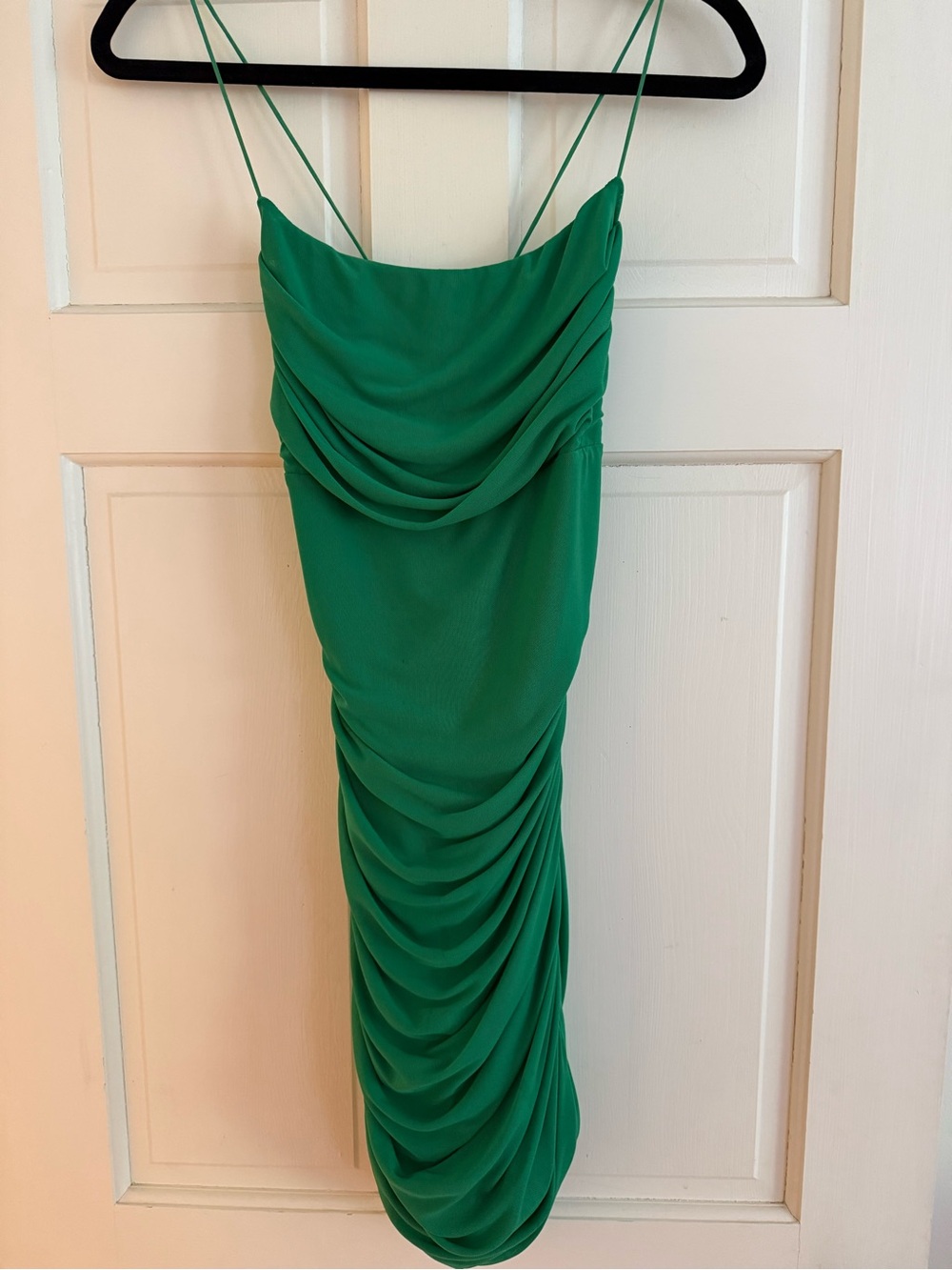 Princess Polly Draped Green Spaghetti-Strap Midi Dress